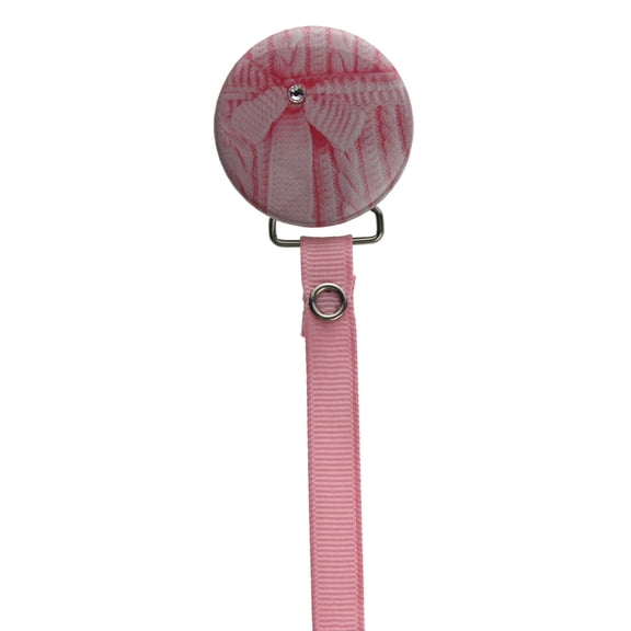 Knit Pacifier Clip with Matching Ribbon