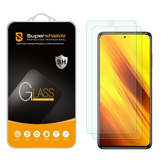 [2-Pack] Supershieldz for Xiaomi Poco X3/ Poco X3 Pro/ Redmi Poco X3 NFC Tempered Glass Screen Protector, Anti-Scratch, Anti-Fingerprint, Bubble Free