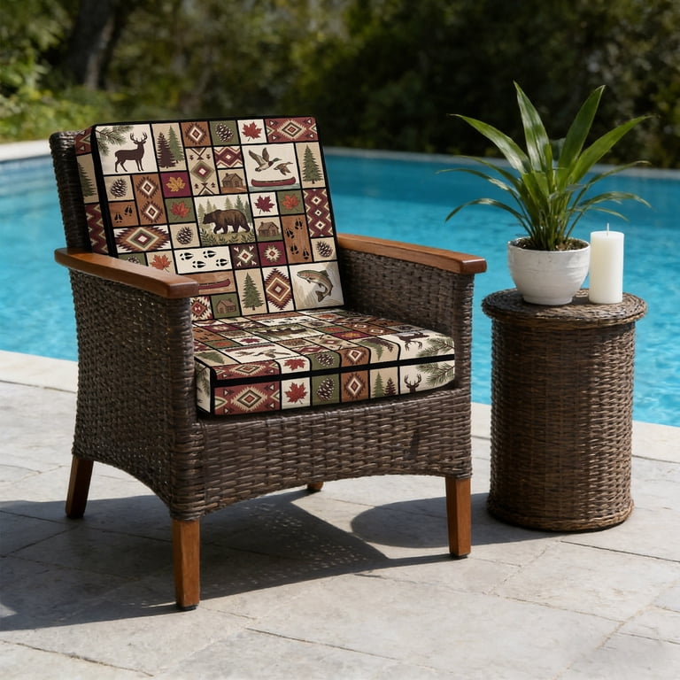 Village Bear Deer Maple Leaf Fish Outdoor Seat Cushion Covers Set of 2 ...