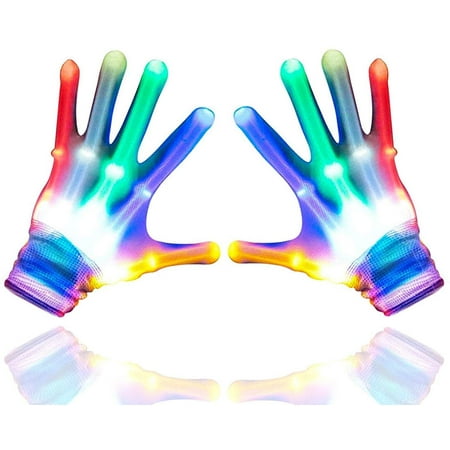 Flashing LED Gloves,Kid Camping Outdoor Games for 4 5 6 7 8 9 10 11 12 Year Old and Above can wear, Halloween Christmas Party Best Costume Gift,in The Dark Party Favor Sensory Glow