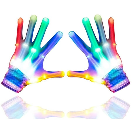 Christmas Games For School Party Flashing LED Gloves,Kid Camping Outdoor Games for 4 5 6 7 8 9 10 11 12 Year Old and Above can wear, Halloween Christmas Party Best Costume Gift,in The Dark Party Favor Sensory Glow Toys ()