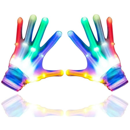 Flashing LED Gloves,Kid Camping Outdoor Games for 4 5 6 7 8 9 10 11 12 Year Old and Above can wear, Halloween Christmas Party Best Costume Gift,in The Dark Party Favor Sensory Glow (Best Leapster Games For 5 Year Old)