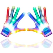 Flashing LED Gloves,Kid Camping Outdoor Games for 4 5 6 7 8 9 10 11 12 Year Old and Above can wear, Halloween Christmas Party Best Costume Gift,in The Dark Party Favor Sensory Glow Toys