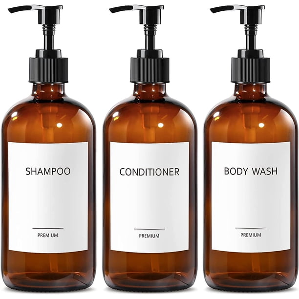 Set dispensador de champú y acondicionador GMISUN Glass Amber