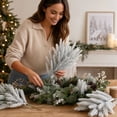 thumbnail image 3 of Frosted Artificial Pine Branch Pick, Snow-Covered Evergreen Spray for Christmas Trees, Wreaths, Garlands and Holiday Floral Arrangements, 14.96 in, 3 of 6