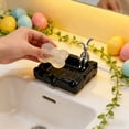 thumbnail image 1 of Jaboneta cerámica de conejo de Pascua con desagüe | Adorable decoración de encimera para el lavabo del baño y la cocina | Cerámica Negra Blanca Vidriada Cocida en Horno | 5,3x4,7 pulgadas |, 1 of 6