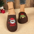 thumbnail image 3 of Rokment Christmas Santa Xmas Tree Matching Slippers for Women Cute Funny Fleece Lined Fuzzy House Shoes Cozy Warm Winter Memory Foam Bedroom Indoor Slip on Coffee Size 9, 3 of 9