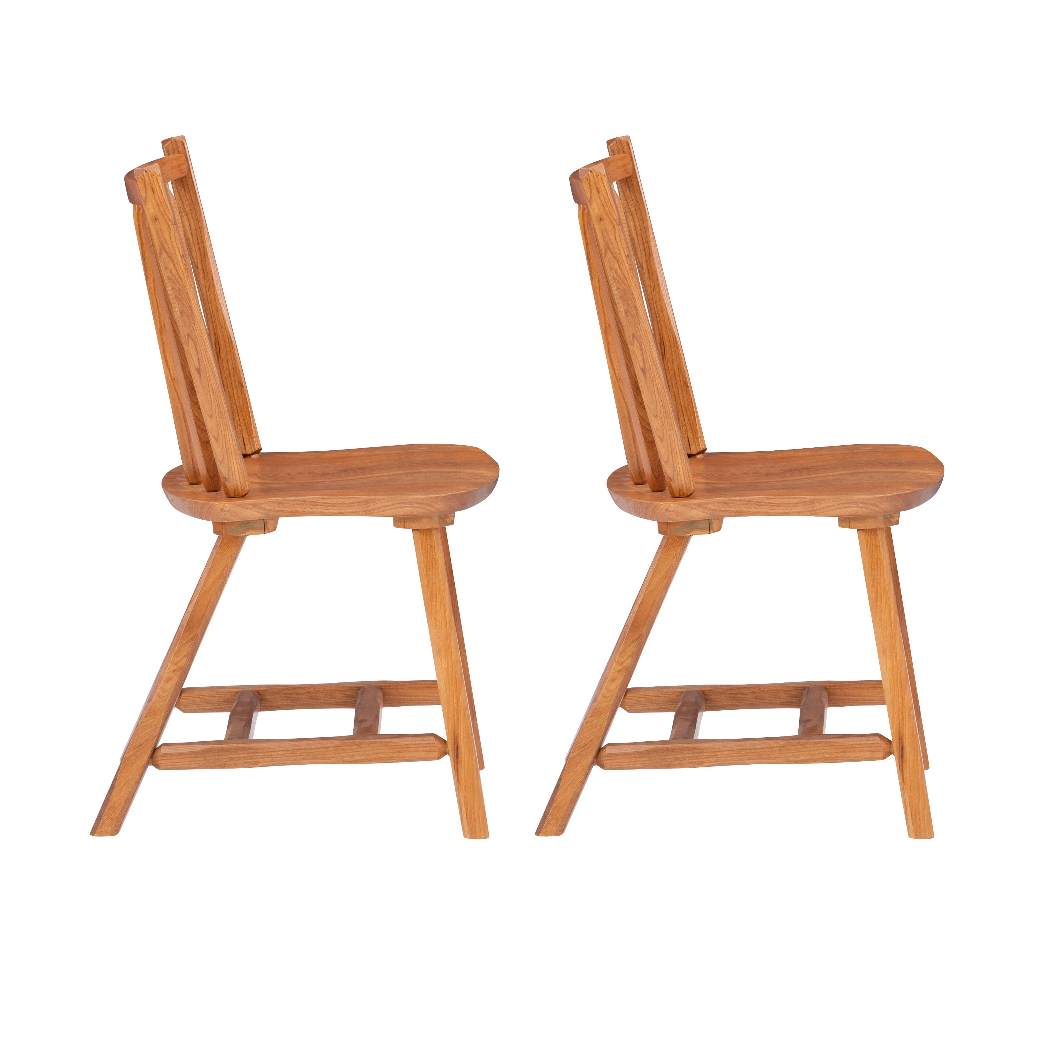 Linon Branson Medium Oak Windsor Back Dining Chairs, Set of Two