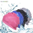 thumbnail image 3 of BadPiggies Silicone Swimming Cap Anti-slip Ear Wrap Waterproof Swim Shower Hat for Unisex Short Medium Long Hair (Blue), 3 of 5