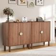 thumbnail image 7 of Accent Cabinet with Round Carved Line Door for Entryway Hallway, Walnut Sideboard Buffet Cabinet, Storage Cabinet with Adjustable Shelves for Living Room, 7 of 7