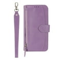 thumbnail image 2 of Purse Cover for iPhone XS/X, Zipper Design Shock-Absorbtion Folio Cover, with Kickstand Card Slots Magnetic Wrist Strap Flip Case for iPhone XS/X (5.8 Inch),Purple, 2 of 9