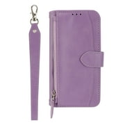 Dteck Zipper Wallet Case for iPhone XS Max PU Leather Purse Case with Wrist Strap Card Slots Kickstand Magnetic Protective Case For iPhone XS Max,Purple