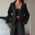 thumbnail image 5 of Women's Casual Drawstring Zip Up Hoodie with Pockets Ladies Lightweight Full Zipper Sweatshirt Jacket Soft Pullover Hoody Coat, 5 of 6