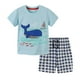 thumbnail image 2 of B91xZ Ropa para niño pequeño, camisetas de manga corta de ballenas para playa de verano, pantalones cortos, traje de primer cumpleaños para niño, azul, tallas 3 años, 2 of 5