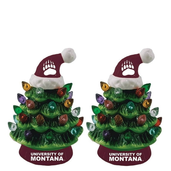 Montana Grizzlies 2-Pack 4" Ceramic LED Christmas Tree Set