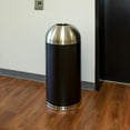 thumbnail image 2 of Genuine Joe 15 Gallon Dome Top Trash Receptacle - 15 Gal Capacity - Durable, Powder Coated, Easy To Clean - 40" Height X 16.5" Diameter - Stainless Steel - Black, Silver - 1 Each, 2 of 7