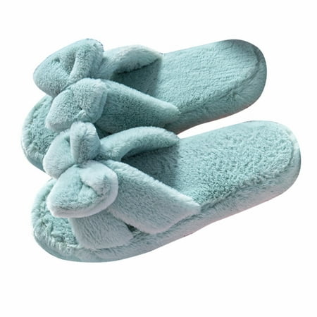 

bvgfsahne Women s Bowknot Indoor Warm Home Shoes Soft Bottom Slippers Cotton Slippers
