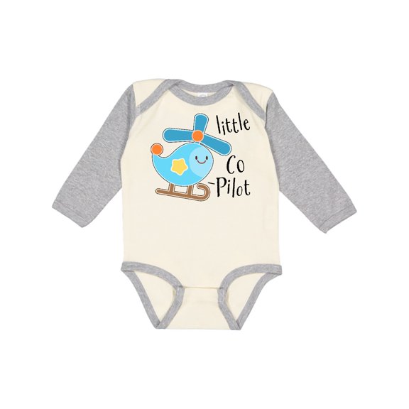 Inktastic Little Co-Pilot- Cute Helicopter Boys or Girls Long Sleeve Baby Bodysuit