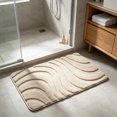 thumbnail image 4 of Wave Textured Soft Floor Mat, 23.6 x 15.8-Inch Polyester Blend Rug for Bathroom, Bedroom and Entryway, Brown, 4 of 7