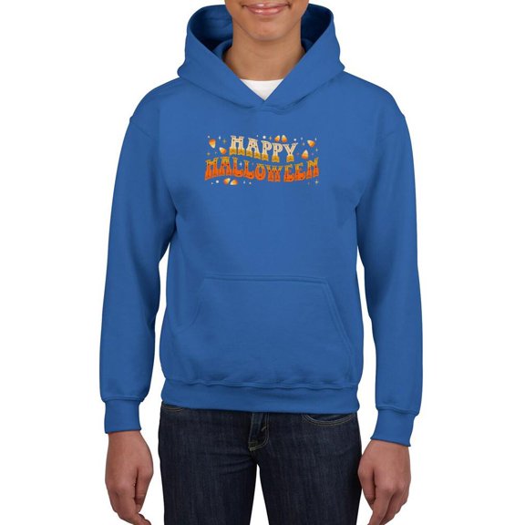 Happy Halloween! Candycorn Text Hoodie Juniors -Image by Shutterstock, Large