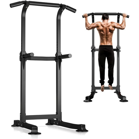 Pull Up Bar Dip Bar Power Tower Workout Dip Station Height Adjustable Free Standing Chin Up Bar for Men Women Teens 300LBS Weight Capacity