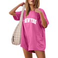 thumbnail image 4 of Wyzesi Combinaison Blanche Enfants Femmes Mode Imprimé Uni Décontracté Manches Courtes Col Rond Poche Shorts Combinaison, 4 of 6
