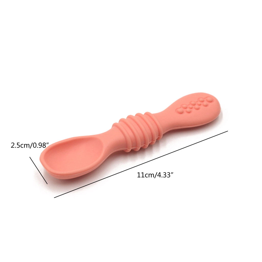 Baby Spoon Silicone Teether Toys Learning Feeding Scoop Training UtensilsBADE 