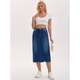 thumbnail image 3 of DARING DIVA Women's Long Denim Split Back Pockets Maxi Jean Skirts X-Large Deep Blue, 3 of 7