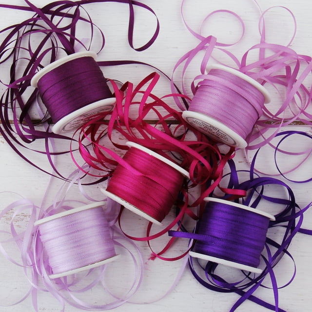 Threadart 2mm Silk Ribbon Set - Purple Shades - Five Spool Collection ...