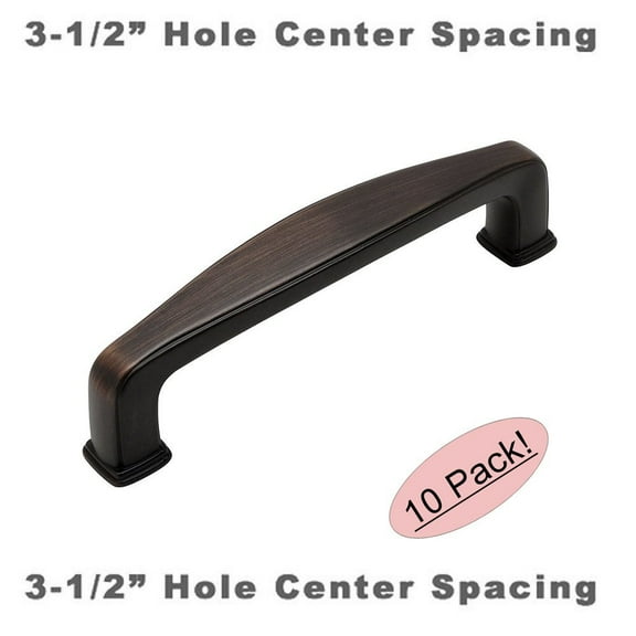 Cosmas 4390ORB Oil Rubbed Bronze Modern Cabinet Hardware Handle Pull - 3-1/2" Inch (89mm) Hole Centers - 10 Pack