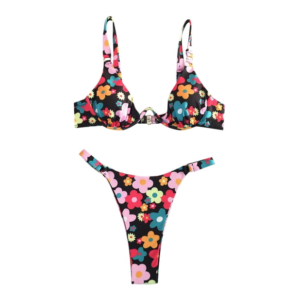 Bikini sexy de dos piezas con estampado para mujer, traje de baño con almohadilla push-up, conjunto de ropa de playa Fridja nalpqowj54624