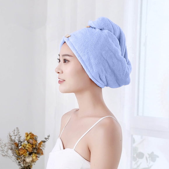 Gorro de ducha absorbente de terciopelo coral Lisbinx con engrosamiento para mayor suavidad y secado rápido. Toalla para cabello seco.
