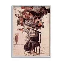Stupell Industries Musician Butterfly Botanicals Collage Graphic Art Gray Framed Art Print Wall Art, Design by Matheus Lopes Castro