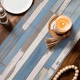 thumbnail image 4 of Table Runners 72 Inches Long, Blue Wood Grain Cotton Linen Kitchen Dining Coffee Table Runner for Party Home Decor, Farmhouse Mottled Striped Plank Tabletop Dresser Scarves Runner Decor 18x72 Inch, 4 of 9