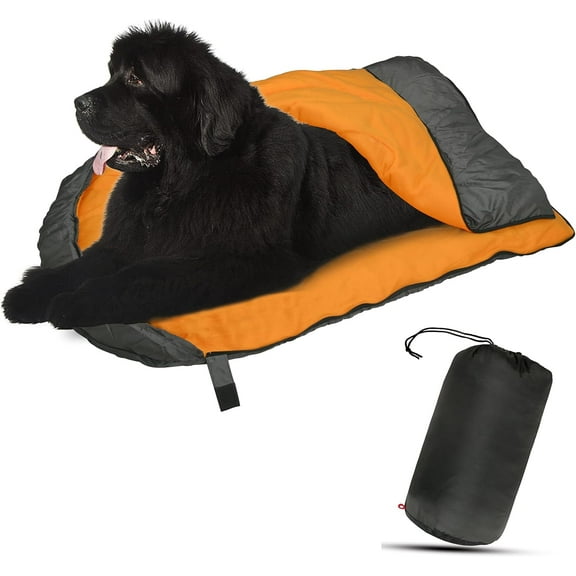 OROOTL  Dog Sleeping Bag, Portable Travel Dog Bed Ultra Soft Waterproof Pet Bed with Storage Bag Warm Packable Dog Bed for Camping Hiking Backpacking(Orange)