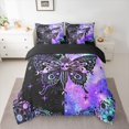 thumbnail image 2 of Homewish Gothic Spooky Butterfly 7pcs Bedding Comforter Set,Boho Skull Queen Bedding Sets,Purple Black Queen Sheet Sets For Girls Kids,Luxury Bedroom Decor Reversible, 2 of 8