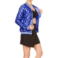 thumbnail image 4 of Womens Sequin Long Sleeve Front Zip Jacket with Ribbed Cuffs, 4 of 5
