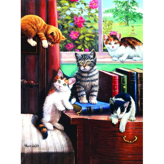 SUNSOUT INC - Playtime in the Study - 500 pc Jigsaw Puzzle by Artist: Kevin Walsh - Finished Size 18" x 24" - MPN# 13332
