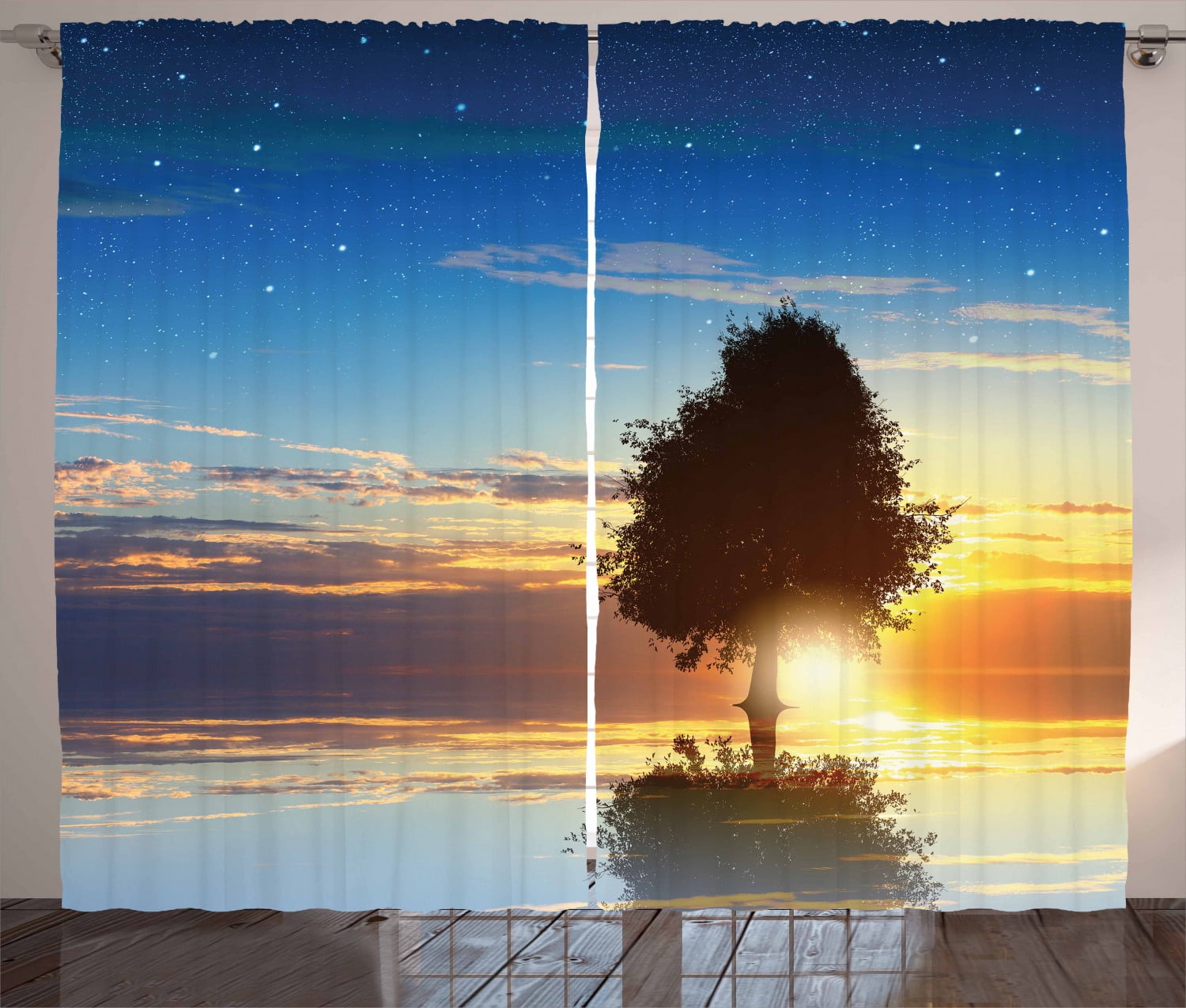 Sun Curtains Tranquil Sunset Horizon Window Drapes 2 Panel Set 108x84 Inches 
