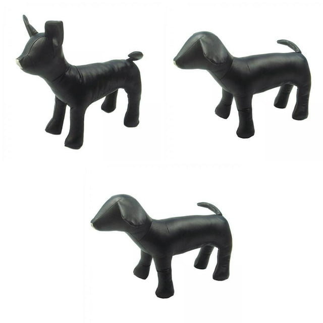 Almencla Dog Mannequin PU Leather Standing Position for Display Dog Toys Black