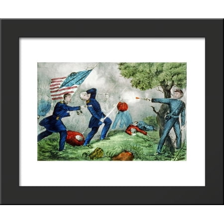 Death of Col Edward D. Baker at the Battle of Balls Bluff near Leesburg Va. Oct. 21st 1861 1861 20x24 Framed Art Print by Currier and Ives