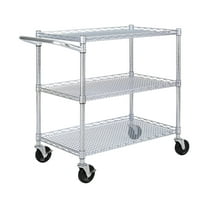 Seville Classics 3-Tier Commercial Rolling Utility Cart, UltraZinc