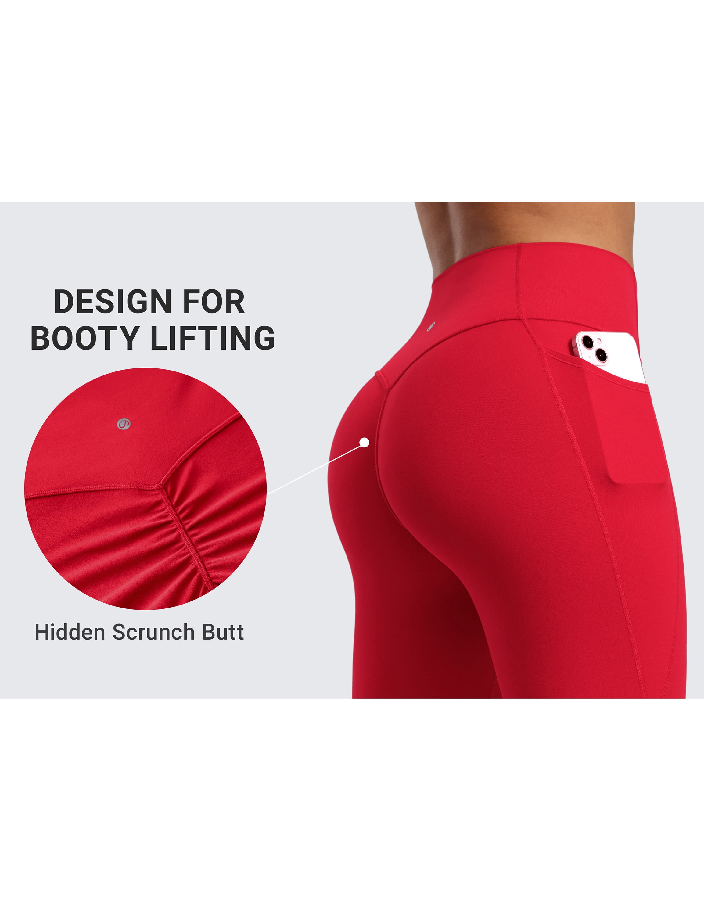 CRZ YOGA Secretsculpt Butterlift Workout Leggings Pockets 25" No Front Seam High Waist Womens Yoga Pants Scrunch Butt
