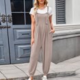 thumbnail image 5 of ClodeEU Women's Sleeveless Adjustable Straps Jumpsuits,Loose Harem Bib Jumpsuits with Pockets Khaki,Womens Plus XL, 5 of 5