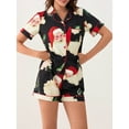 thumbnail image 4 of Christmas Pajama Set for Women Short Sleeve Tops + Elastic Waist Shorts Pjs Loungewear Set Holiday Sleepwear, 4 of 6