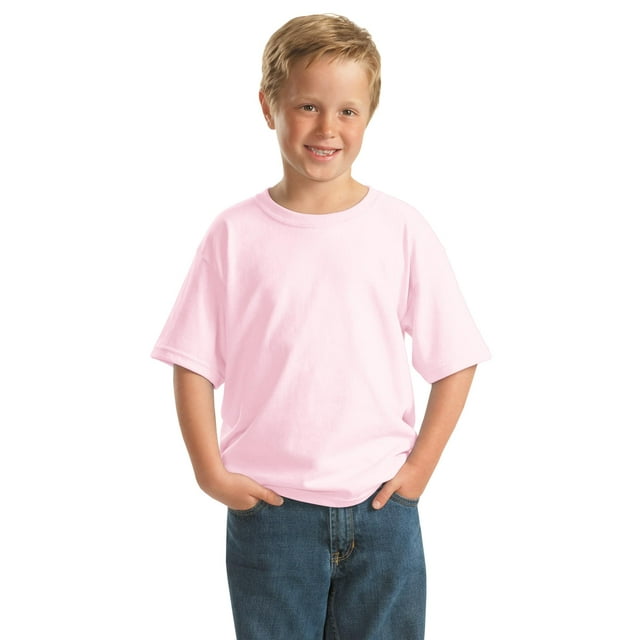 Gildan Boy's 100 Percent Cotton Short Sleeve Taped Neck T-Shirt - 5000B