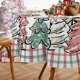 thumbnail image 5 of Christmas Trees Round Tablecloth 60 x 60 Inch, Pink Xmas Snowflakes Buffalo Plaid Check Decorative Table Cloth Dining Table Cover, Winter Holiday Farmhouse Dinner Party Picnic Decoration, 5 of 5