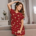thumbnail image 4 of Cotton Nightgowns for Women - Reindeer Faces Festive Red Sleep Shirts for Women's Nightgowns & Sleepshirts, Soft Cotton Pajama Dress Shirts for Women, House Dress Sleepwear for Women, 4 of 7