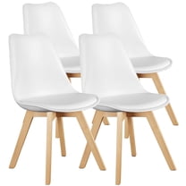 CONCETTA Side Chair Set, 4-Pack White Upholstered Dining Chairs with Wooden Legs