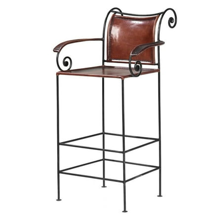 Iron/Leather Carver Bar Stool